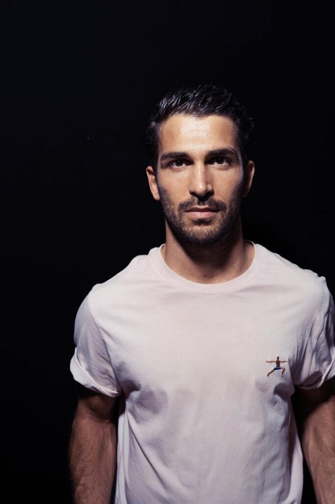 A Man in White Crew Neck Shirt